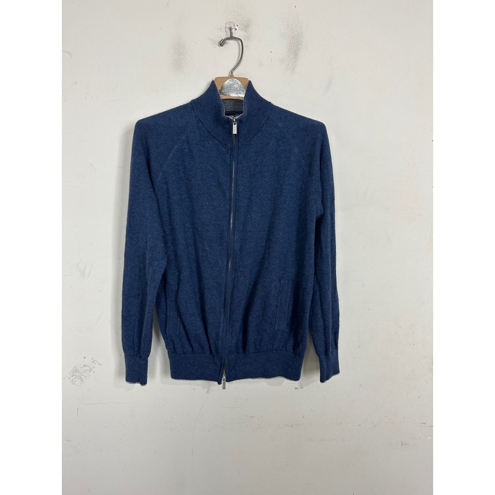 Fusaro Antonio Mens Blue Wool Cashmere Full Zip Cardigan Sweater Large MA23074
